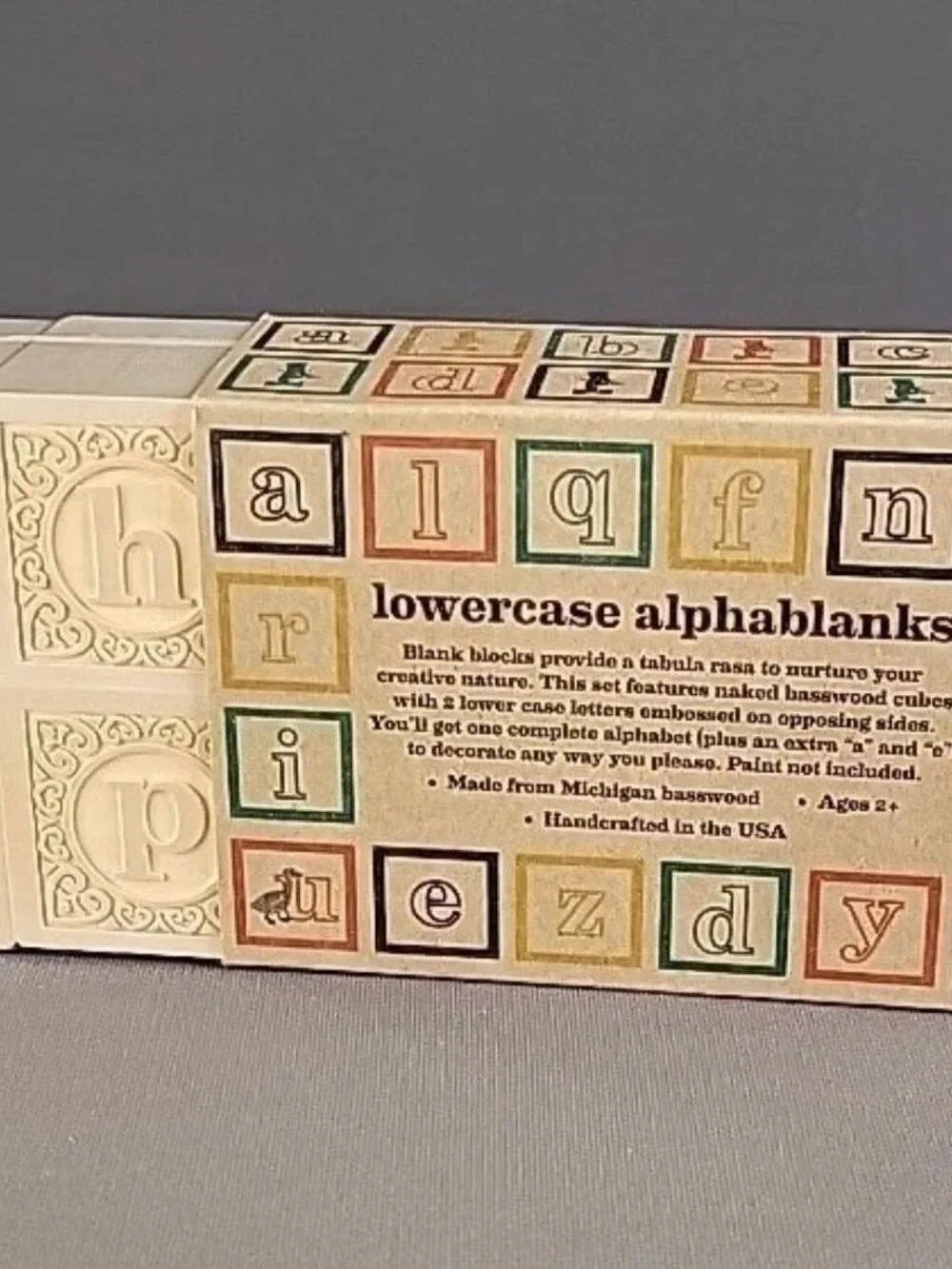 Uncle Goose lowercase alphablanks Blocks 14 Blocks Basswood Cubes, unpainted